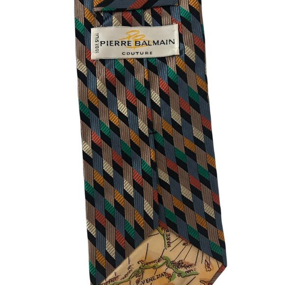 Pierre Balmain Couture 100% Silk Necktie Multicolor Geometric Woven Tie - Picture 6 of 6